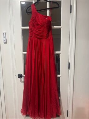 Halston Heritage Red One-Shoulder Dress